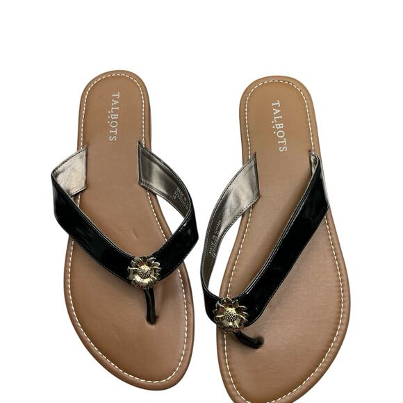 Talbots Sandals Flip Flop Slip On Casual Toe Post Open Toe Women’s Sz. 10 Black - Picture 7 of 11